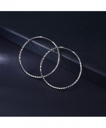 T400 Jewelers Sterling Diamond Cut Earrings in Women's Hoop Earrings