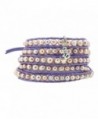 Lilac Freshwater Cultured Dyed Pink Pearls Wrap Bracelet with a Removable Charm Pendant - CG11W4UZXNF
