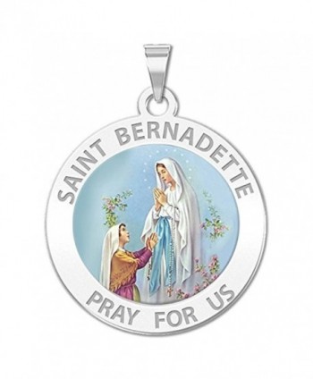 Saint Bernadette Religious Medal Color - 2/3 Inch Size of Dime- Sterling Silver - CZ180AS99UD