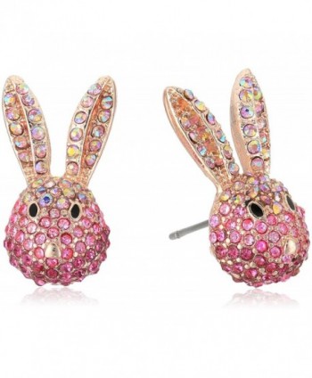 Betsey Johnson Womens Pink and Rose Gold Bunny Stud Earrings - Pink - CC185UTQY3C