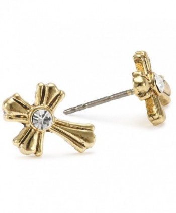 The Vatican Library Collection Gold Crystal Cross Stud Earrings - C9118Z1K0C1
