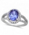 Women's Sterling Silver Simulated Tanzanite Ring With Cubic Zirconias - C011HJA1WON