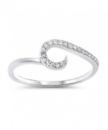 Wave Swirl Clear CZ Wholesale Ring New .925 Sterling Silver Band Sizes 4-10 - CY11Y23D8YX