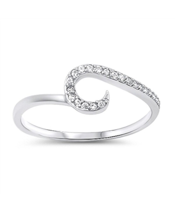 Wave Swirl Clear CZ Wholesale Ring New .925 Sterling Silver Band Sizes 4-10 - CY11Y23D8YX