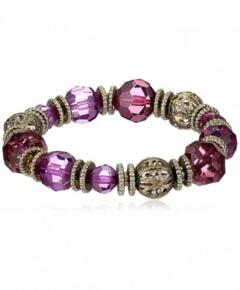 1928 Jewelry "Deep Siberian" Amethyst Colored Faceted Stretch Bracelet - CB110GT78L1