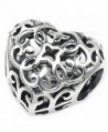 Sterling Silver Ethnic Flower Love Heart Filigree Bead For European Style Charm Bracelets - CX11K3OG1Z3