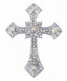 Alilang Holy Anglo Saxon Clear & AB Crystal rhinestone Cross Jewelry Pin Brooch - C8116E0Y39V