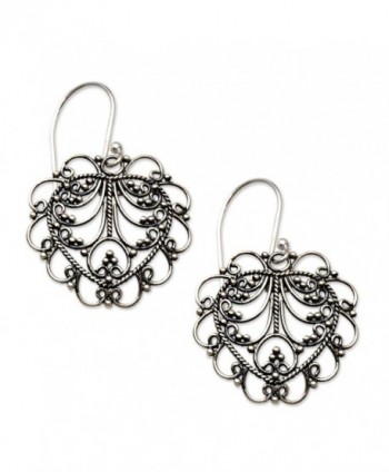 NOVICA .925 Sterling Silver Filigree Heart-Shaped Dangle Hook Earrings- 'Valentine Vine' - C311CGN256D