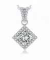 Sterling Silver Necklaces-925 Sterling Silver Necklace Princess-Cut CZ Pendant Necklace-18'' - C312FO718HT