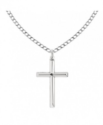 Sterling Silver Shiny Italian Cross Pendant Necklace (18- 20- 24 Inches) - CP12NS1U3JJ