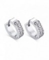 Womens Stainless Steel Rhinestone Paved Small Hoop Earrings - CY12GRIY1KF