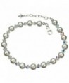Sterling Silver Ankle Bracelet- Simulated Pearls Made with Swarovski Crystals 9"+1" Extender - CZ11EGMMHCT