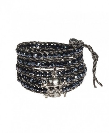 Punk Pirate Dangle Skull Midnight Breeze Fashion Crystal Wrap Bracelet - CL11BB92DLP
