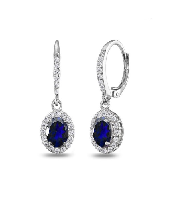 Sterling Created Sapphire Leverback Earrings - Created Blue Sapphire - CH1853LTXXK
