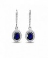 Sterling Created Sapphire Leverback Earrings in Women's Drop & Dangle Earrings