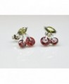 Cherry Stud Earrings with Red Zirconia Austrian Crystals 18 ct White Gold Plated for Women and Girls - CF1279XM7A7