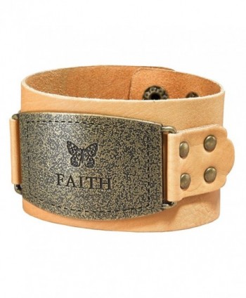 Ladies Leather Christian Cuff Wristband w/"Faith" Buckle - CK11OQBEPAV