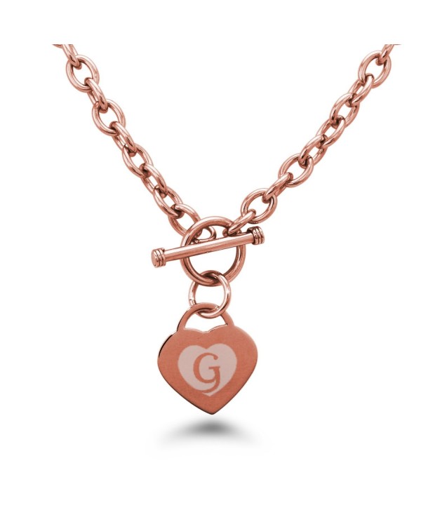 Stainless Steel Alphabet Letter G Initial Engraved Heart Charm Bracelet and Necklace - CC12I1XH1LP