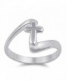 Sterling Silver Christian Cross Ring Gorgeous Faith Band Solid 925 Sizes 2-13 - CZ11GC17C9Z