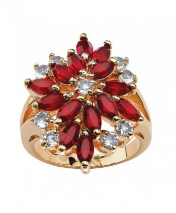 18K Gold-plated Marquise Cut Red Floral Cluster Ring Made with Swarovski Elements - CO183D4N72Q