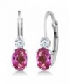 1.18 Ct Oval Pink Mystic Topaz & White Sapphire 925 Sterling Silver Leverback Earrings - C211M2I1TWX