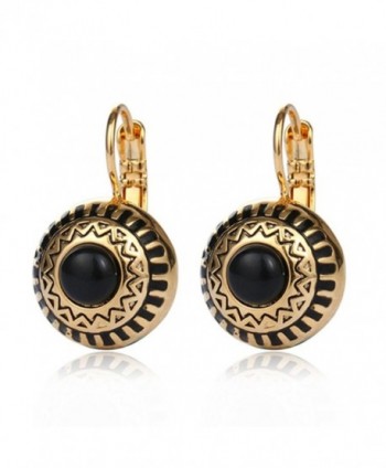 Bohemian 3 Color Alloy Black Red Blue Resin Round Carving Fine Women Drop Earring - SRXE106A - CH12JIDHISD