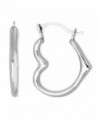 10k White Gold Shiny Open Heart Hoop Earrings- Diameter 15mm - CD122T5CTUJ