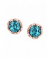 Stud Earrings- Rose Gold Plated 3A Crystal Blue Cubic Zirconia Stud Earrings For Women Girl - CS189TSLXDS