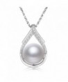 Nonnyl Freshwater Cultured Pearl Pendant Necklace Sterling Silver 10mm Pearl- 16 inch Chain - C412O33VEDW