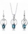 London Blue Topaz Pendant Earrings Necklace Sterling Silver Rhodium Nickel Finish Oval Cut 2.25 Carats - C2112SVFHCH