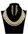Multi Layered Design Necklace and Dangling Strands Earring Set - Cream - C812B8QCQ1H
