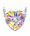 925 Sterling Silver Chain with Swarovski Crystal - J.NINA "Aurora" Heart Aurora Borealis Pendant Necklace - CU187QC05KI