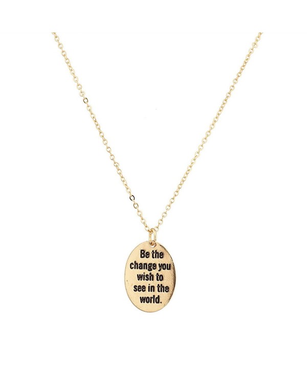 Lux Accessories Be The Change You Wish To See In The World Pendant Necklace - CY129GCML7J