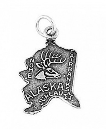 Sterling Silver Oxidized State of Alaska Charm - CX1175BGXDR