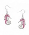 Liavys Seahorse Fashionable Earrings Sparkling - Pink (Rhodium Plated) - CI12MZTEWRT