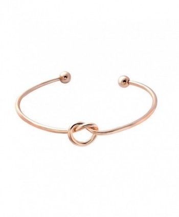 SENFAI Love Knot Bangle Bracelet Simple Knot Bangle Cuffs for Women Stretch Bracelet Gold and Silver Knot Bangles - CE12G7WA3NT