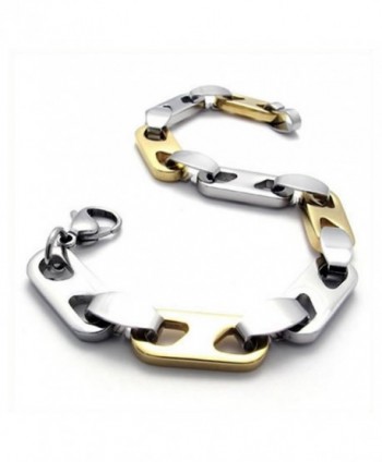 KONOV Polished Stainless Steel Cross Bracelet - Gold Silver - 8.5 Inch - CU110OVCC7V