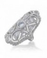Bling Jewelry Clear CZ Vintage Style Full Finger Rhodium Plated Ring - CQ1164A77LV