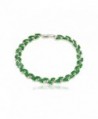 Olive Leaf Green Cubic Zirconia Crystals Link Bracelet- 7 Inch - Green - CH12F6T1PEL