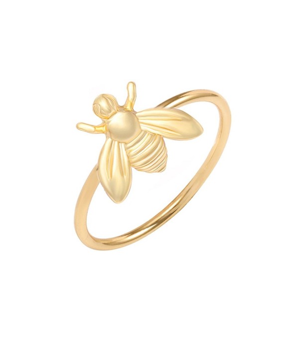 MANZHEN Cute Gold Tiny Honey Bee Ring Jewelry for Women - CT187HA3AW5