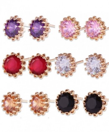 GULICX Yellow Gold Tone bling Round Cut Cluster stud earrings - 6 color - CB12K8H3URB