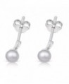 Sterling Silver Button Rhodium Earrings