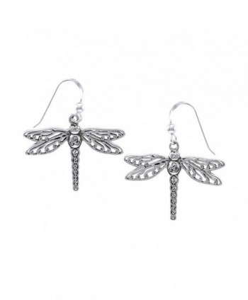 Jewelry Trends Sterling Silver Celtic Triskele Dragonfly Dangle Earrings - CC11XGFAORV