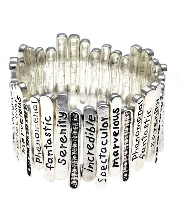 PammyJ Silvertone Metal Casting Inspirational Stretch Bracelet -- Marvelous Incredible Spectacular - CF1142110DV