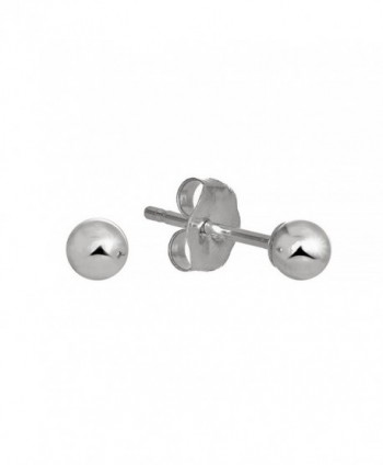 JewelStop 14k Real White Gold Stud Ball Earrings W/ Gold Friction Backs - 2 mm - CX12CLOHVB5