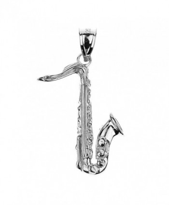 925 Sterling Silver Music Charm Saxophone Pendant - CR1260ENAHF