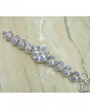 Genuine Moonstone 925 Sterling Silver Overlay Handmade Fashion Bracelet Jewelry - C01253YIBRX