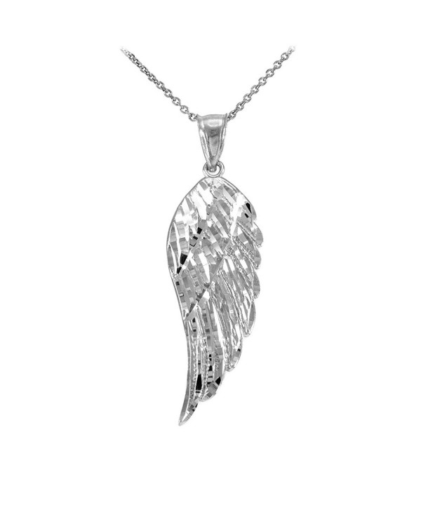 Textured 925 Sterling Silver Angel Wing Charm Pendant Necklace - CE1297MLCZ5