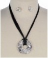 Womens Pendant Necklace Earring Silver Tone