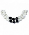 TS Womens Choker Strand Layer Entangled White Pearl Necklace (white black mix) - C7127N4LXW1